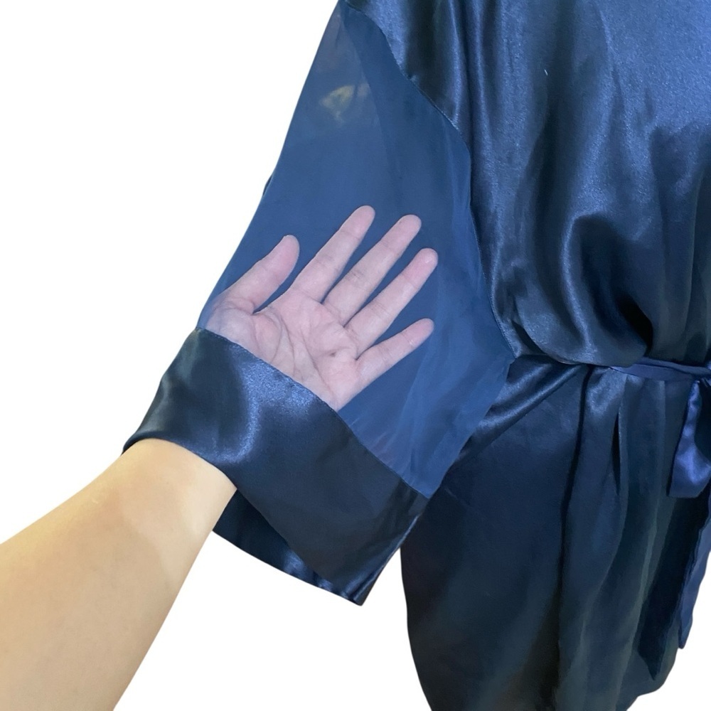 Victoria's Secret Navy Satin Robe Gold Label - Picture 4 of 6
